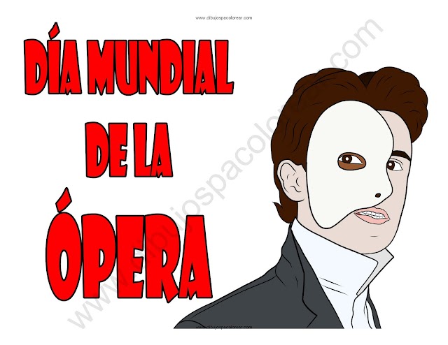 Día Mundial de la Ópera dibujo a color y para colorear